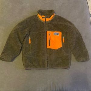 Patagonia Youth Boys Retro-X Fleece Jacket Brown & Orange Size Small